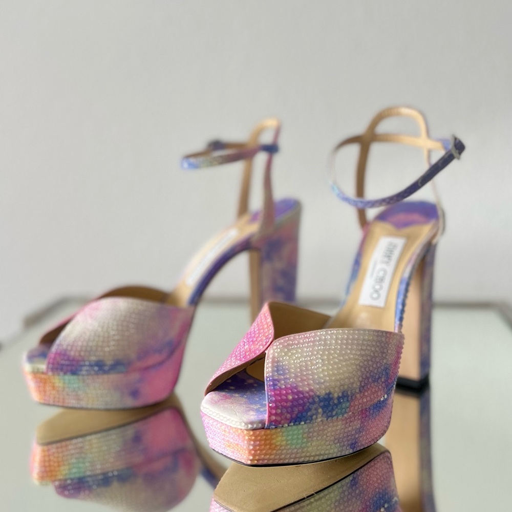 Jimmy Choo Sacaria Multicolor Crystal Platform Heels - Picture 9 of 16